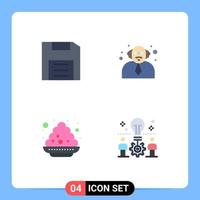 Universal Icon Symbols Group of 4 Modern Flat Icons of computers plate floppy teacher festival Editable Vector Design Elements