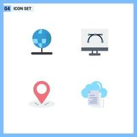 Mobile Interface Flat Icon Set of 4 Pictograms of globe gps world development pin Editable Vector Design Elements