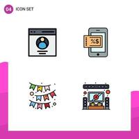 4 Creative Icons Modern Signs and Symbols of communication party user discount speaker Editable Vector Design Elements