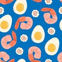 Shrimps egg seamless pattern on blue background vector illustration