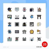 Modern Set of 25 Filled line Flat Colors Pictograph of commerce music concept hobby surprise Editable Vector Design Elements