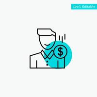 Cost Fee Male Money Payment Salary User turquoise highlight circle point Vector icon