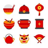 Hand Drawn Chinese New Year Icon Set vector