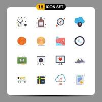 Pictogram Set of 16 Simple Flat Colors of game ball seo lock cloud Editable Pack of Creative Vector Design Elements