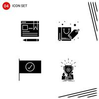 Collection of 4 Vector Icons in solid style Pixle Perfect Glyph Symbols for Web and Mobile Solid Icon Signs on White Background 4 Icons