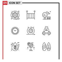 Modern Set of 9 Outlines and symbols such as agile minutes bench watch baloon Editable Vector Design Elements