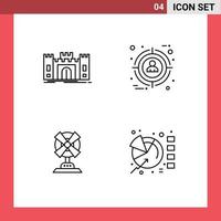 Group of 4 Filledline Flat Colors Signs and Symbols for castle electric fortress selection home Editable Vector Design Elements