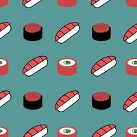 Sushi roll with caviar and sushi, seamless pattern, vector. vector