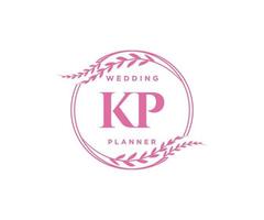 KP Initials letter Wedding monogram logos collection, hand drawn modern minimalistic and floral templates for Invitation cards, Save the Date, elegant identity for restaurant, boutique, cafe in vector