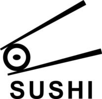 rollo de sushi y palillos para sushi, vector icono.