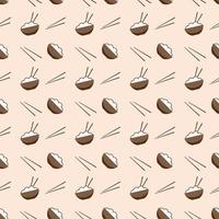Bowl with rice, seamless pattern, vector. vector