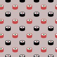 Sushi roll red and black, seamless pattern, vector. vector