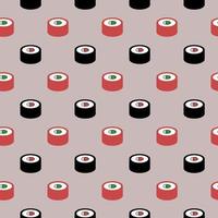 Sushi roll red and black, seamless pattern, vector. vector