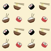 Sushi, noodles and rice, seamless pattern, vector. vector