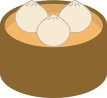 Dim sum in a basket, vector. vector