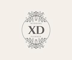 XD Initials letter Wedding monogram logos collection, hand drawn modern minimalistic and floral templates for Invitation cards, Save the Date, elegant identity for restaurant, boutique, cafe in vector