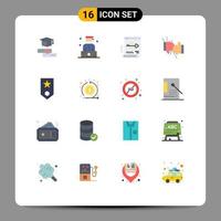 Pack of 16 Modern Flat Colors Signs and Symbols for Web Print Media such as gloves competition key boxing password Editable Pack of Creative Vector Design Elements