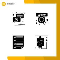 4 Icon Set Solid Style Icon Pack Glyph Symbols isolated on White Backgound for Responsive Website Designing vector