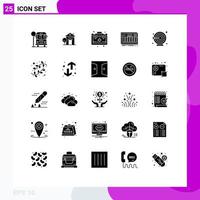 User Interface Pack of 25 Basic Solid Glyphs of target darts health sound keys Editable Vector Design Elements