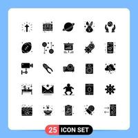 conjunto de 25 iconos de interfaz de usuario modernos signos de símbolos para elementos de diseño vectorial editables de bandera animal de pago de pascua facial vector