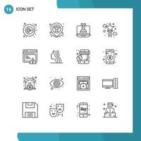 16 Universal Outlines Set for Web and Mobile Applications seo success digital star climbing Editable Vector Design Elements