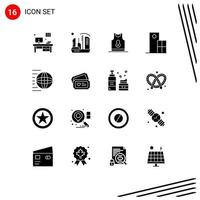 16 iconos creativos signos y símbolos modernos de estructura reloj baloncesto edificio prendas elementos de diseño vectorial editables vector