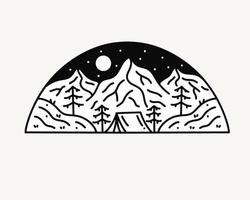 Camping under millions star nature design for badge patch emblem graphic vector art t-shirt design