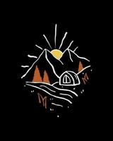 camping montaña mano dibujo vector diseño