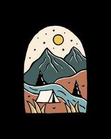 Hand drawing of camping nature outdoor wildlife for t-shirt, sticker, and badge design vector