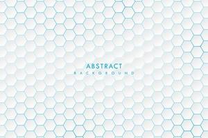 Vector abstract white and gray hexagon with blue light. Geometric technology background.