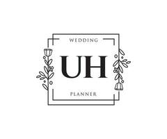 Initial UH feminine logo. Usable for Nature, Salon, Spa, Cosmetic and Beauty Logos. Flat Vector Logo Design Template Element.