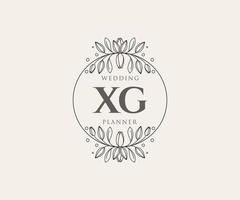 XG Initials letter Wedding monogram logos collection, hand drawn modern minimalistic and floral templates for Invitation cards, Save the Date, elegant identity for restaurant, boutique, cafe in vector