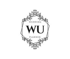 WU Initials letter Wedding monogram logos collection, hand drawn modern minimalistic and floral templates for Invitation cards, Save the Date, elegant identity for restaurant, boutique, cafe in vector