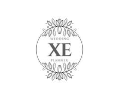 XE Initials letter Wedding monogram logos collection, hand drawn modern minimalistic and floral templates for Invitation cards, Save the Date, elegant identity for restaurant, boutique, cafe in vector