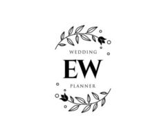 EW Initials letter Wedding monogram logos collection, hand drawn modern minimalistic and floral templates for Invitation cards, Save the Date, elegant identity for restaurant, boutique, cafe in vector