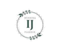 IJ Initials letter Wedding monogram logos collection, hand drawn modern minimalistic and floral templates for Invitation cards, Save the Date, elegant identity for restaurant, boutique, cafe in vector