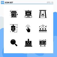 User Interface Pack of 9 Basic Solid Glyphs of gestures finger kids click hospital Editable Vector Design Elements