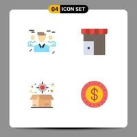 4 Thematic Vector Flat Icons and Editable Symbols of business store people institute building boxes Editable Vector Design Elements