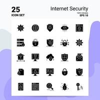 25 conjunto de iconos de seguridad de Internet 100 archivos editables eps 10 ideas de concepto de logotipo de empresa diseño de icono de glifo sólido vector