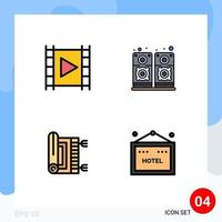 Modern Set of 4 Filledline Flat Colors Pictograph of media praying player sound pray Editable Vector Design Elements