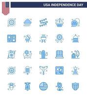 4 de julio usa feliz día de la independencia icono símbolos grupo de 25 blues moderno de chat bubble usa fiesta decoración bandera estados editable usa día vector elementos de diseño