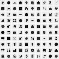 Set of 100 Business Solid Glyph icons vector