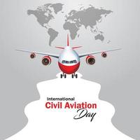 día internacional de la aviación civil. 7 de diciembre. concepto de ciudad. plantilla para fondo, pancarta, tarjeta, póster. ilustración vectorial vector