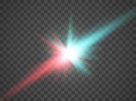 Collision of two forces with red and blue light. vector