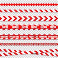 Caution tape. Caution red warning lines isolated on white. vector