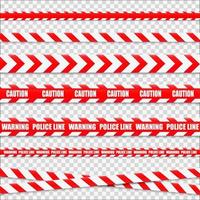 Caution tape. Caution red warning lines isolated on white. vector