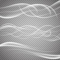 Abstract smooth wave vector set on transparent background.