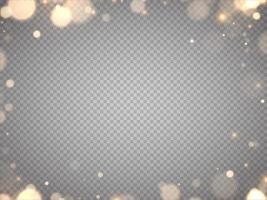 Golden bokeh lights with glowing particles isolated. vector