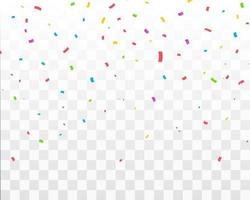 Colorful bright confetti isolated on transparent background. Festive vector illustration