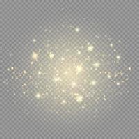 Golden bokeh lights with glowing particles isolated. vector